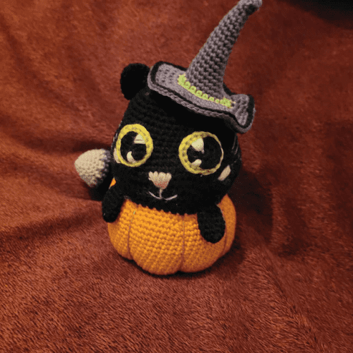 Halloween black cat in pumpkin photo review