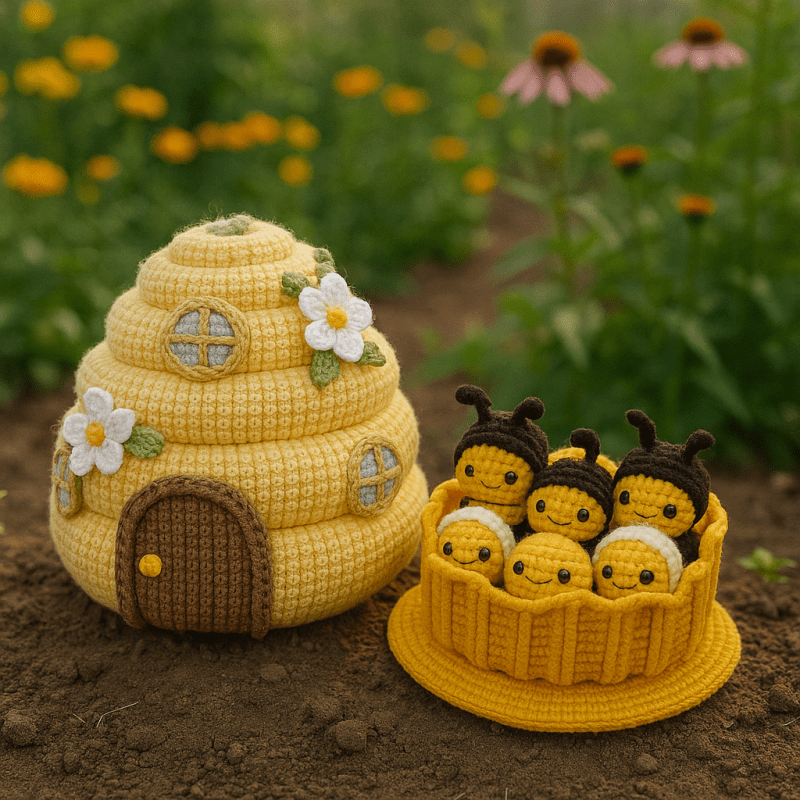 Beehive with Bees Crochet Pattern