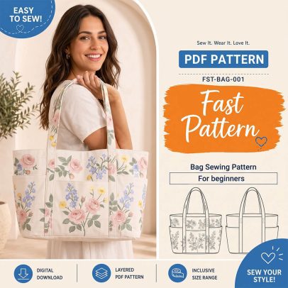 Multi Pockets Tote Bag Sewing Pattern